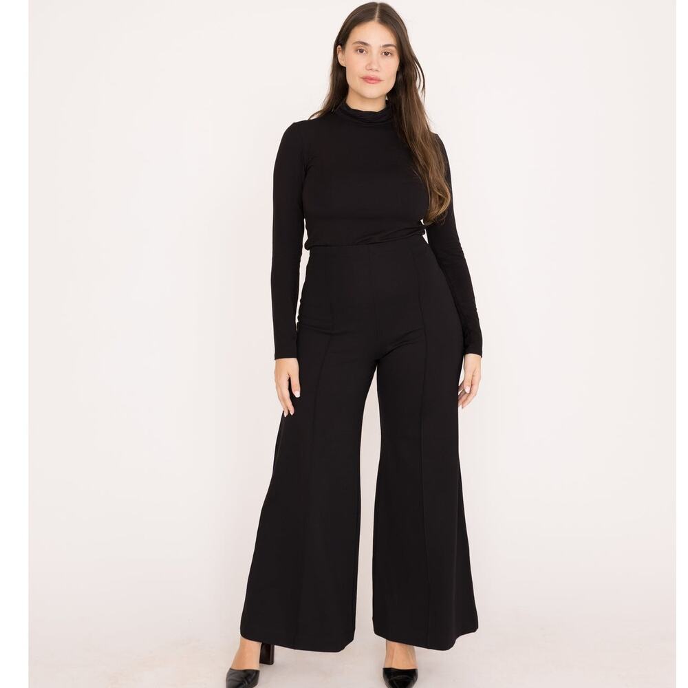 NWT Ripley Rader Black Ponte Knit Standard Wide Leg Pant Size XXL